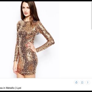 French Connection Sequin Dress GOLD